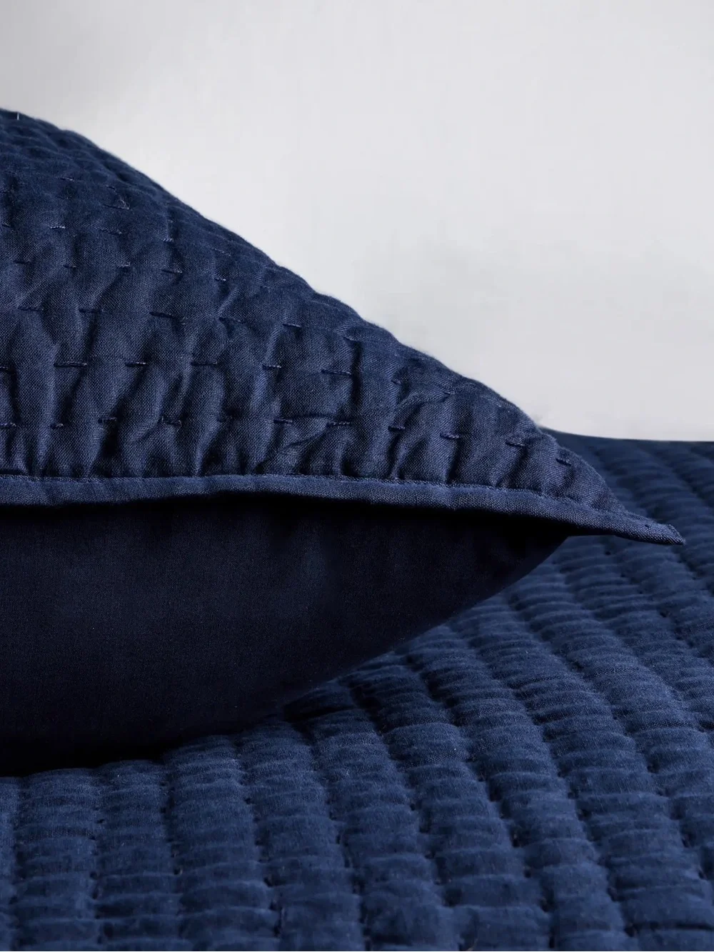 Quince European Linen Cotton Stitch Quilted Euro Sham Navy 26”x26”